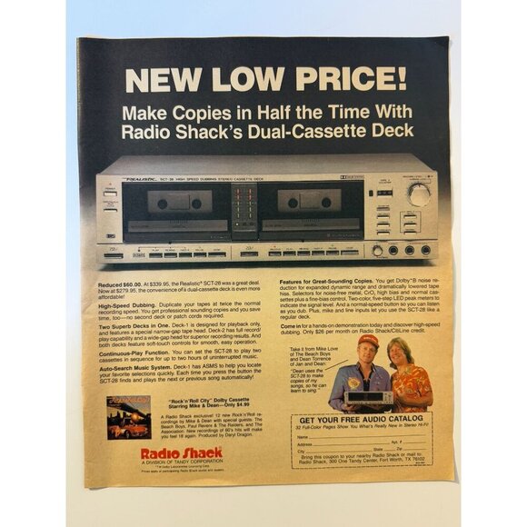 Vintage 1983 Radio Shack Dual Cassette Deck Advertisement Print Ad - Picture 1 of 3